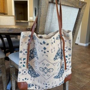 FREE PEOPLE Large Canvas Tote Handbag Z4-21